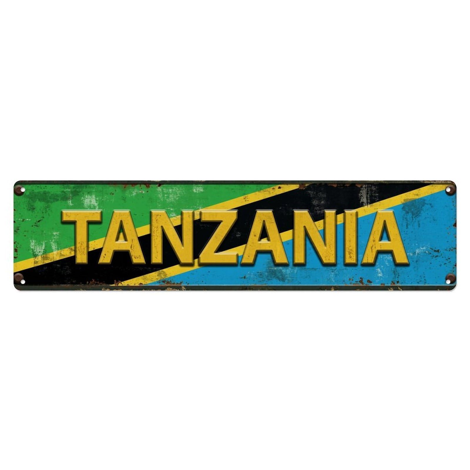 Metal Tin Sign Vintage Tanzania Flag Pattern