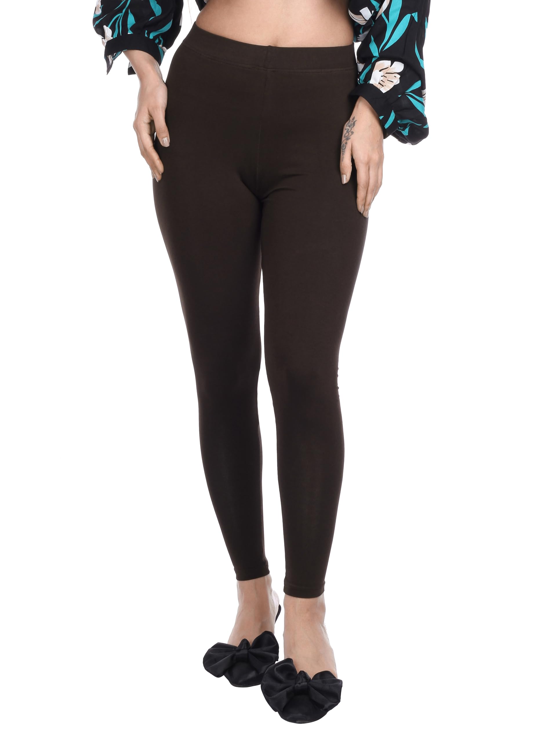 Campus Sutra Premium Four Way Lycra Fabric Stretchable Material Color Will Not Fade No Early Hole Issue Skinny Fit Ankle Length Leggings for Women in neutral