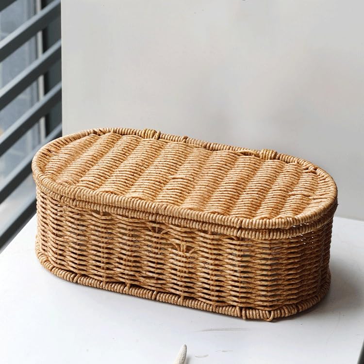Boîte rangement ovale plastique tissé vigne pour trier petits articles