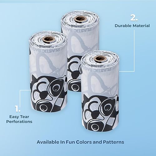 Vista 60 de Best Pet Supplies - Bolsas para limpieza de excremento de perro, rollo de repuesto, uso en exteriores, a prueba de fugas y desgarros, plástico
