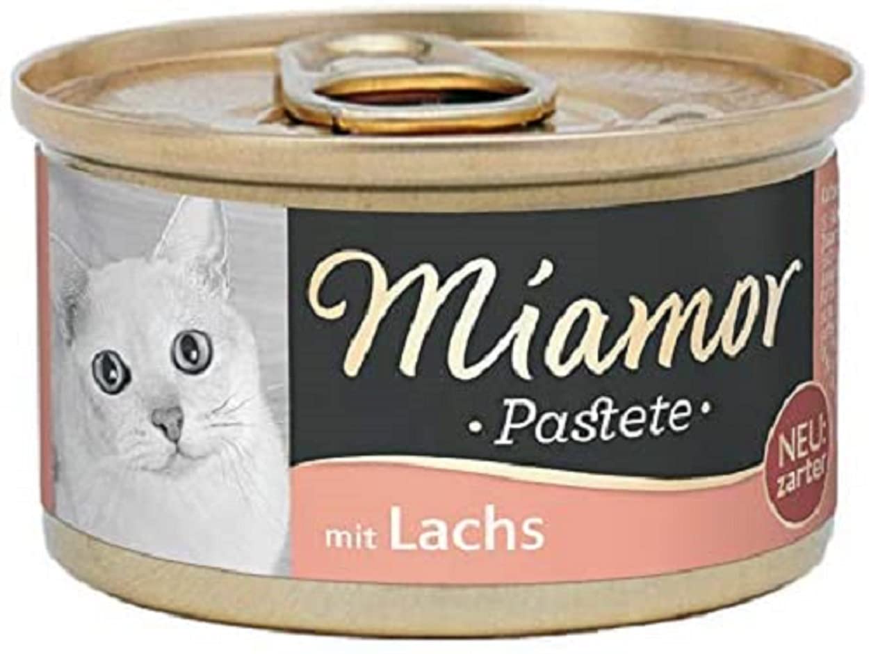Miamor Salmón - Paté | Comida Húmeda Para Gatos Adultos Con Taurina Natural. Alimento Completo Sin Cereales En Lata Sin Soja Ni Aditivos Artificiales, 12 X 85 G De