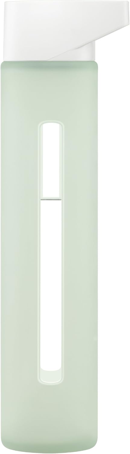 Takeya Modern Glass Water Bottle with Silicone Sleeve, Ice Green, 18-Ounce