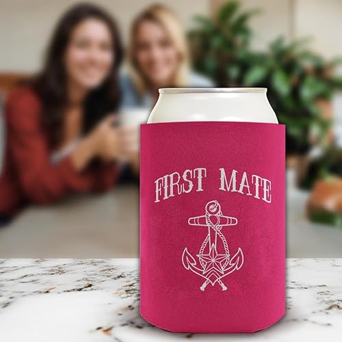 Miniatura 5 de Regalos para el capitán de primer compañero para parejas capitán y primer mate vela náutica paquete de 2 enfriadores de latas de tamaño estándar