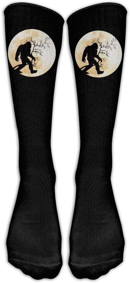 Paseer Funny Bigfoot Sasquatch Full Moon Classics Stockings, Knee High Tube Socks, Sports Long Socks for Men Women
