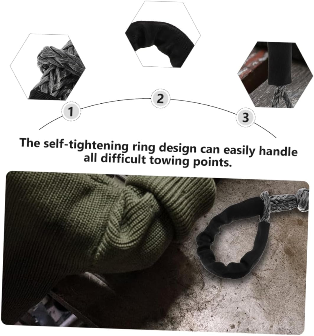 3pcs Car Flexible Shackle Towing Recovery Strap Tool Heavy Duty Polyethylene Rope Self-Tightening for Off-Road Vehicle Recovery Random