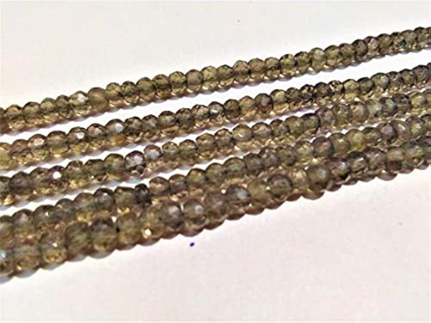 Perles quartz fumé 3-4mm rondelle facettée | Fil pierre naturelle pour création de bijoux DIY