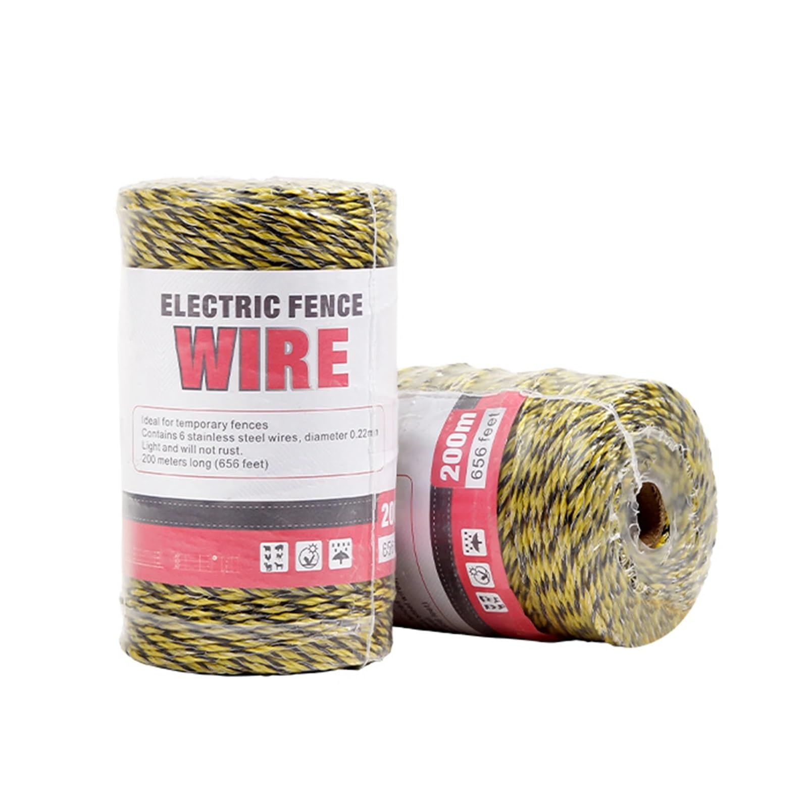 Filo per Recinto Elettrico 200 m/Rotolo Corda for recinto Elettrico Polywire con Corda in Acciaio for Mucche da Cavallo Allevamento di Animali da Fattoria Bestiame Scherma Strumenti
