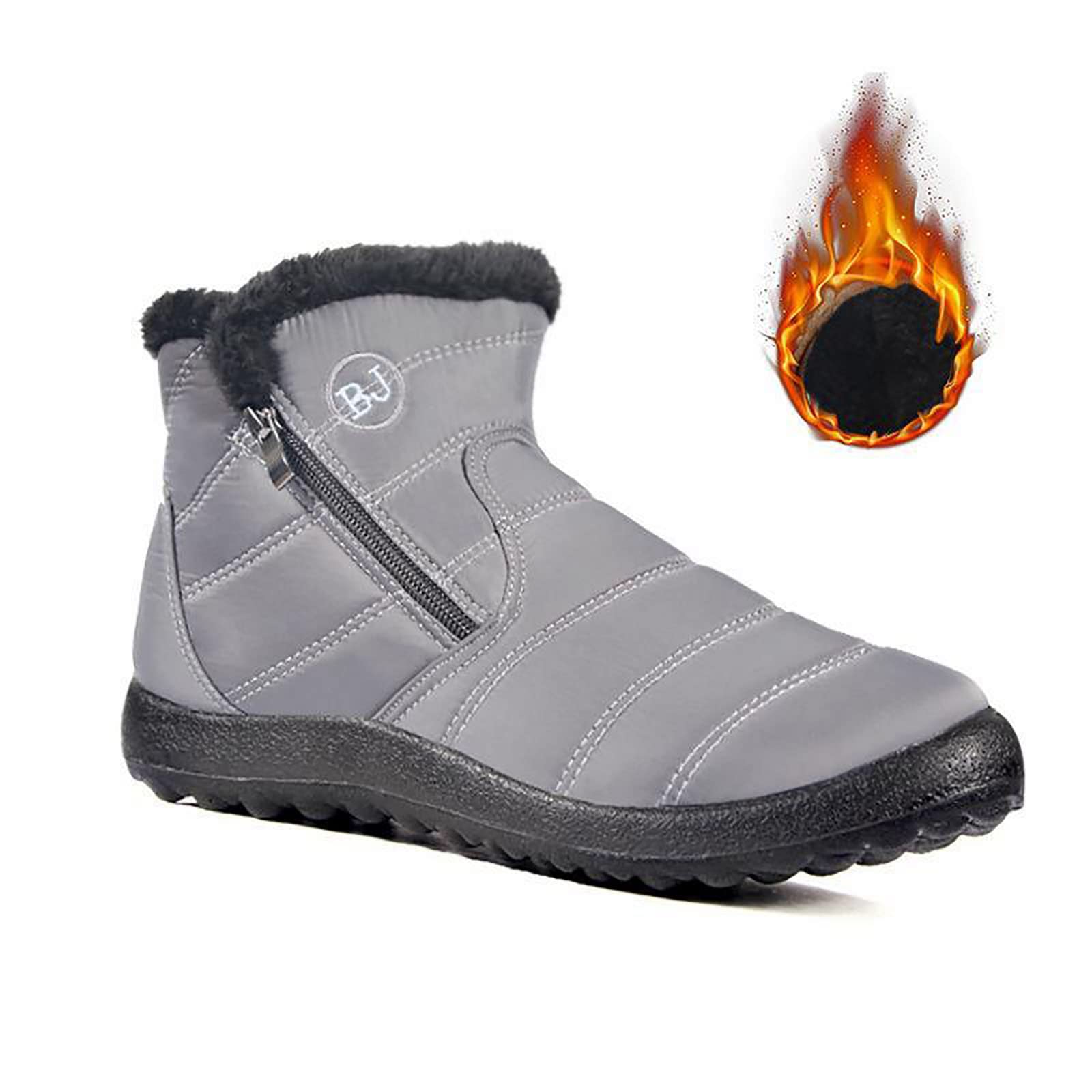 Boojoy Bottes d'hiver chaudes à enfiler pour homme et femme (43, gris)