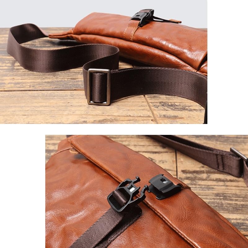 Retro Men's Genuine Leather Crossbody Backpack with Large Capacity for Mobile Phone