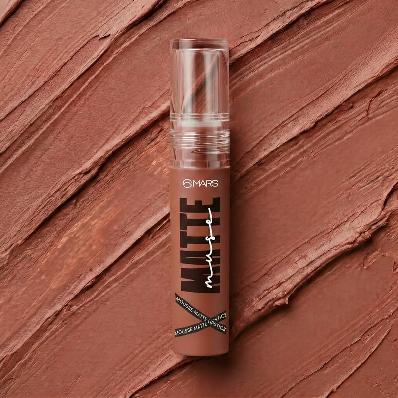 Image of MARS Matte Muse Mousse Lipstick (3ml) (07-CELEBRITY) with Doe-Foot Applicator | Highly Pigmented | Smooth Texture | Hydrating Formula | Blurry Lips Effect (Pack of 2)