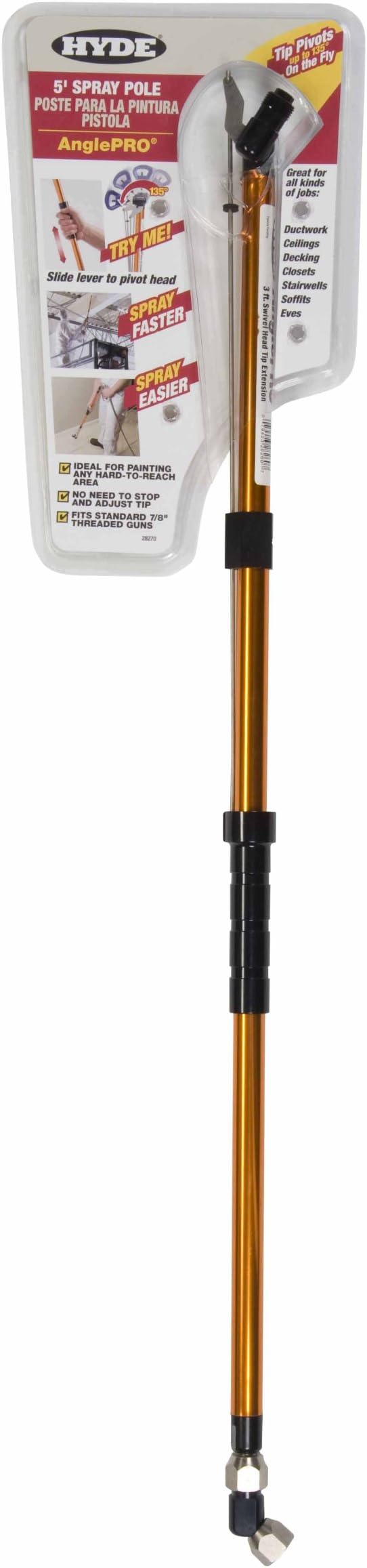 Hyde 28270 AnglePro Spray Tip Extension with pivoting tip, 5-Feet