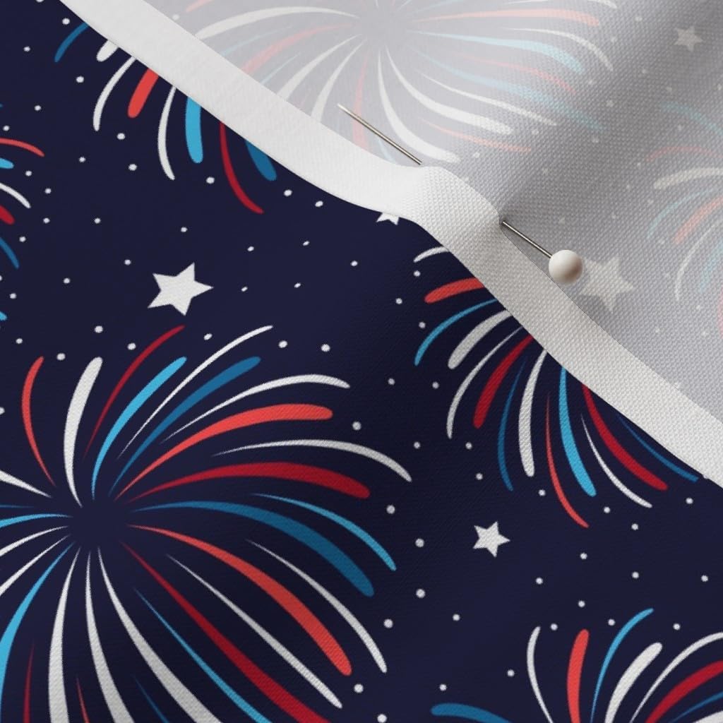Spoonflower Fabric - Star Night America USA 4Th of July Patriotic Firework Fireworks Red Printed on Petal Signature Cotton Fabric by The Yard - Sewing Quilting Apparel Crafts Decor