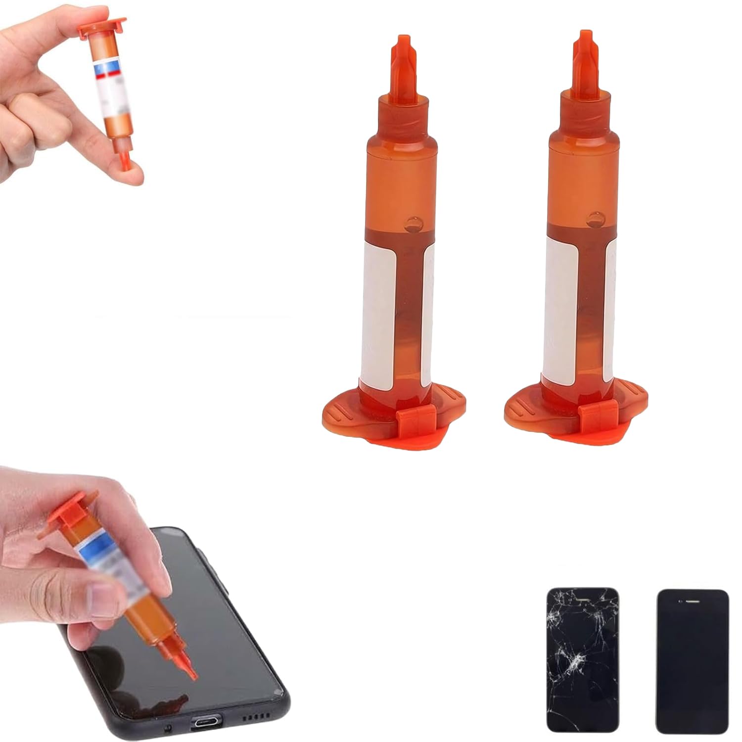 5ml Cracked Phone Screen Repair Liquid Optical Clear Adhesive Glue, Phone Screen Repair Kit, Glass Repair UV Glues, Phone Screens Frame Warping Screens Repair (Repair fluids-2 pcs)