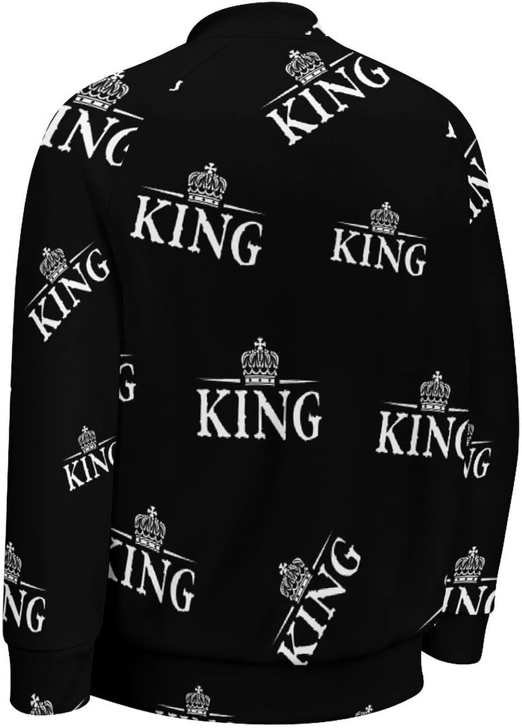 King & Crowned Novelty Men's Baseball Jackets Causal Sweatshirt Button Top Long Sleeve Coat