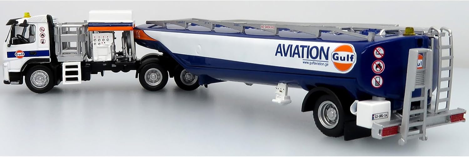 FM500 with Esterer Aviation Refueling Tanker Truck Aviation White with Blue Stripes Limited Edition 1/87 (HO) Diecast Model 87-0638