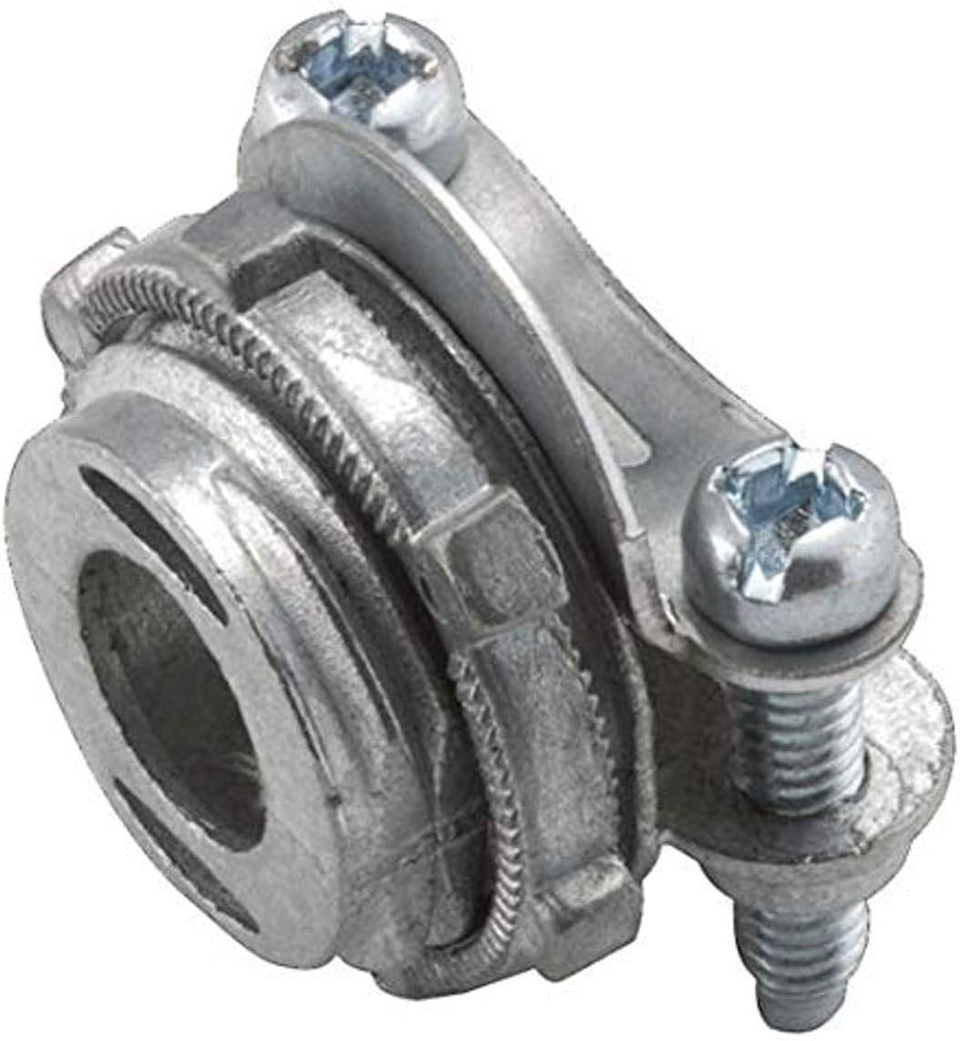 Hubbell-Raco 2661 Die Cast Zinc Squeeze Connector, Non-Metallic, Clamp, 3/8", 1/2" Knock-Out (Pack of 100), Gray