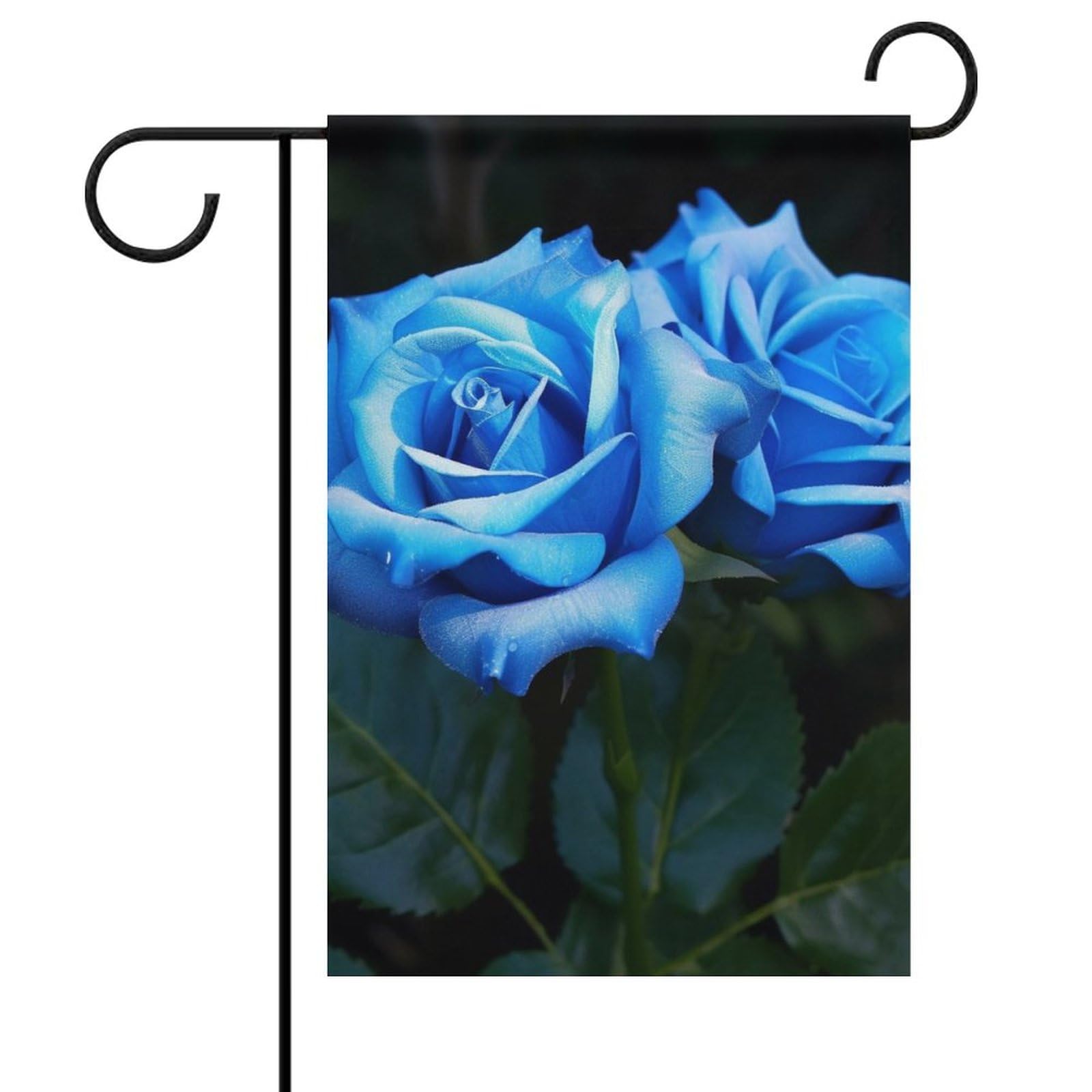 TopPacific Yorkie Willkommens-Gartenflagge 30,5x45,7 Cm – Doppelseitig Bedruckt, Aus Polyester | Mit Blauer Rose, Für Hof, Balkon Oder Terrasse