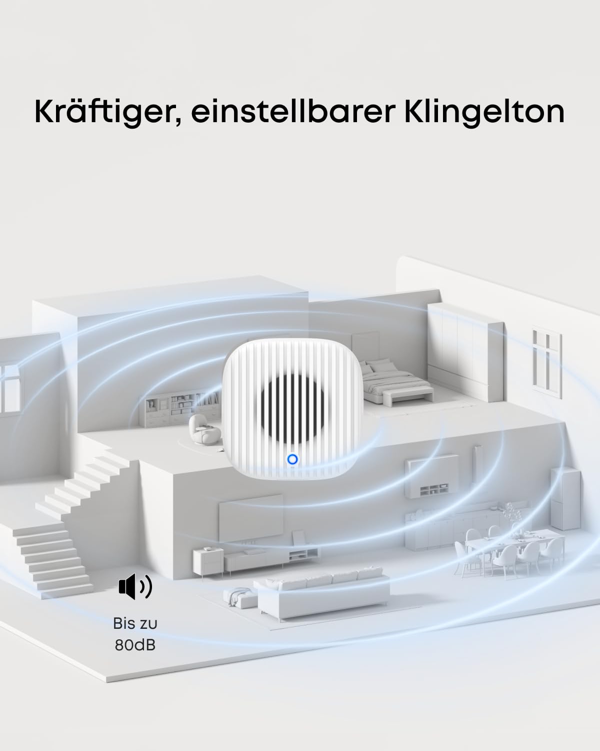 eufy Chime 2 Zusatzklingel, 10 vorinstallierte Melodien, Dual-Band-WLAN (2,4/5GHz), einfache Einrichtung, Bluetooth Auto-Pairing, einstellbare Lautstärke bis 80dB