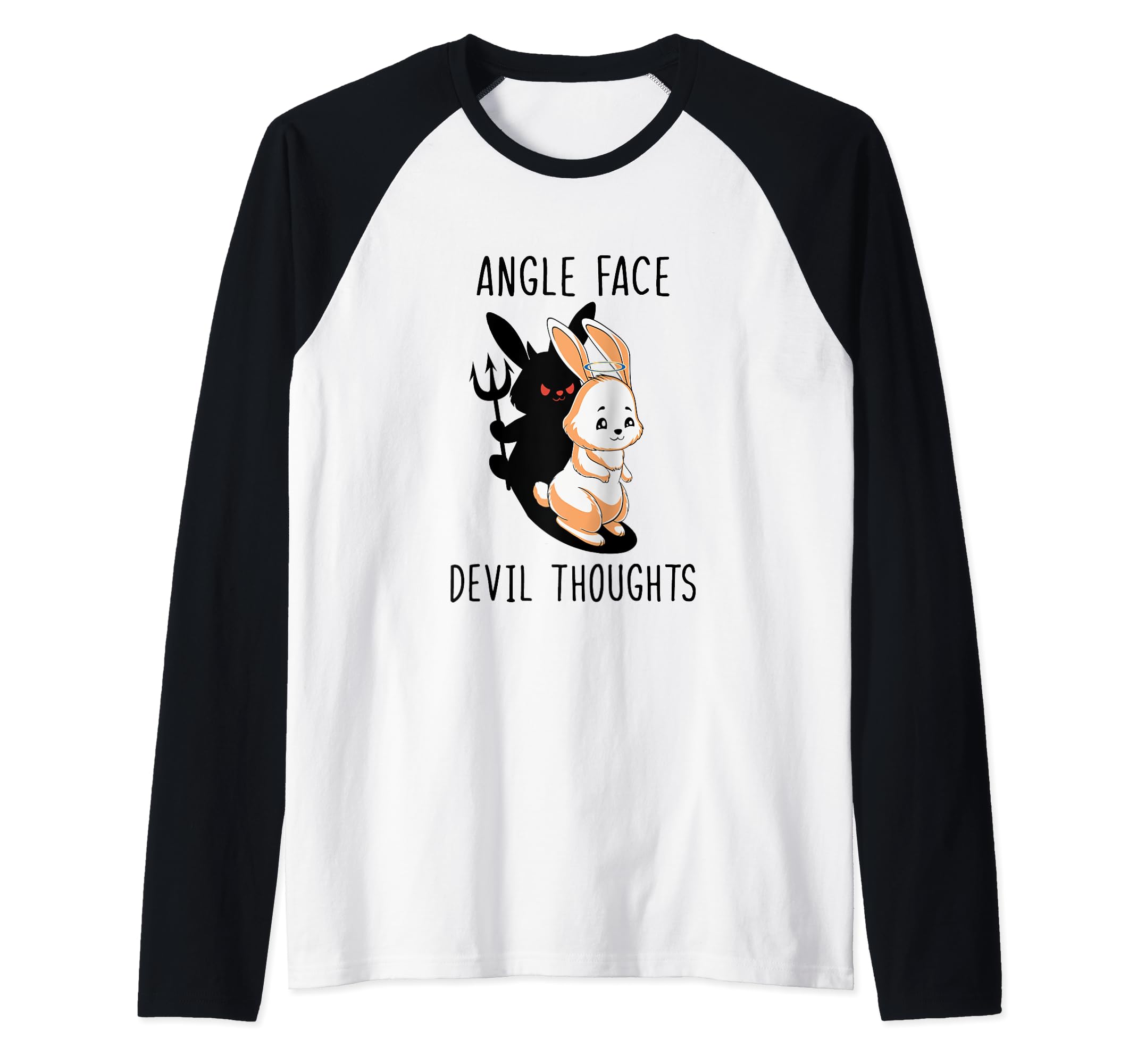 Bunny Angle Face Devil Thoughts Raglan Baseball Tee