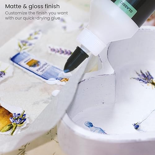 Miniatura 9 de Arteza Decoupage - Kit de recambio de pegamento, 1 pegamento brillante y 1 pegamento de acabado mate, botellas de 16 onzas, 3 cepillos de espuma, 3