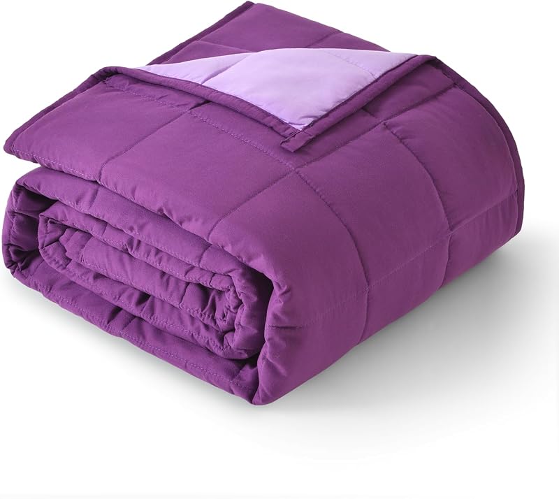 Weighted Blanket for Adults 20lbs, 60 x 80 Queen Size for Summer | Cooling and Breathable; Soft; Machine Washable; Filled with Glass Beads; Heavy Throw for Calm and Sleep for Bed; Purple