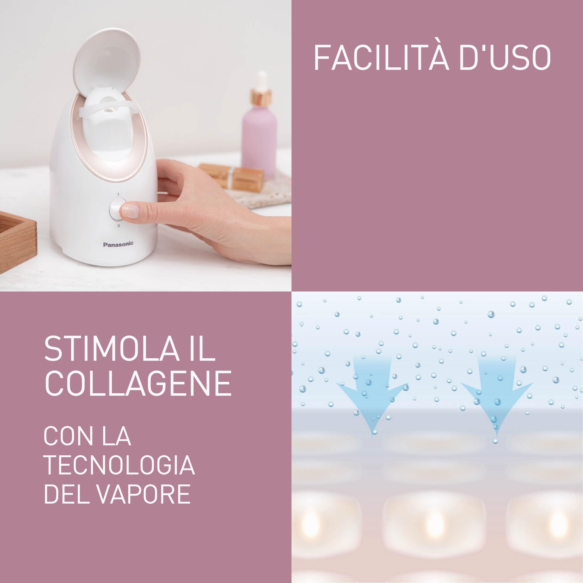 Panasonic EH-XS01 Sauna Facciale con Tecnologia Nanoionica, Cura del Viso, per una Pelle Morbida ed Elastica