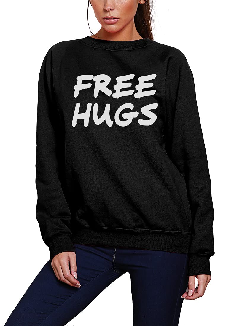Hotscamp Men's Black Free Hugs Wo's Sweatshirt - X-Large