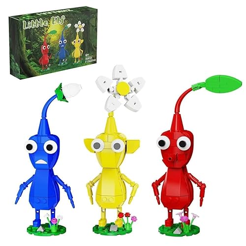 Treayes Pikmin Building Set, 3-in-1 Red, Yellow and Blue Pikmin Character Building Blocks, Gift for Lego Compatible Game Fans, Suitable for Adult Assembly,Birthday Gift (363 Pieces)