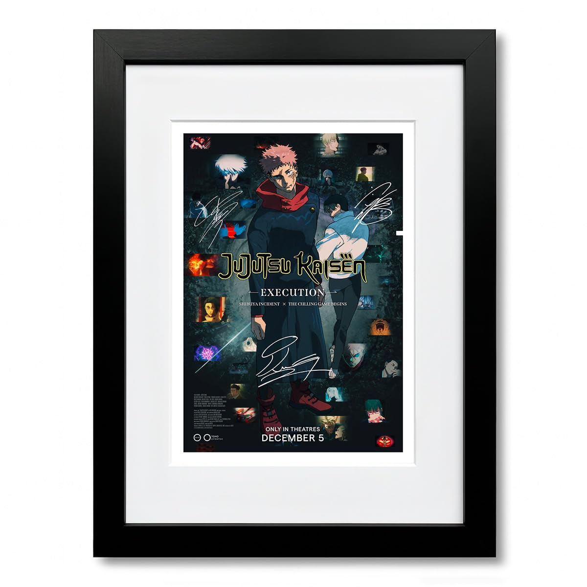 Jujutsu Kaisen Execution Cast Signed A4 Poster Photo Print Framed Autograph Gift Anime Junya Enoki Yuma Uchida (A4 Black Framed & Mounted)