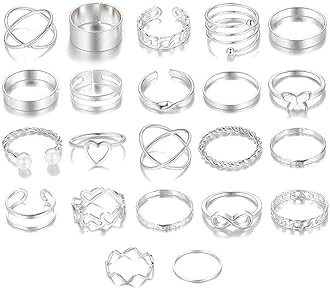 22pcs Latest Stylish Stackable Kunckle Rings Set for Women and Girls Butterfly Heart Boho Gold and Silver Plated Rings
