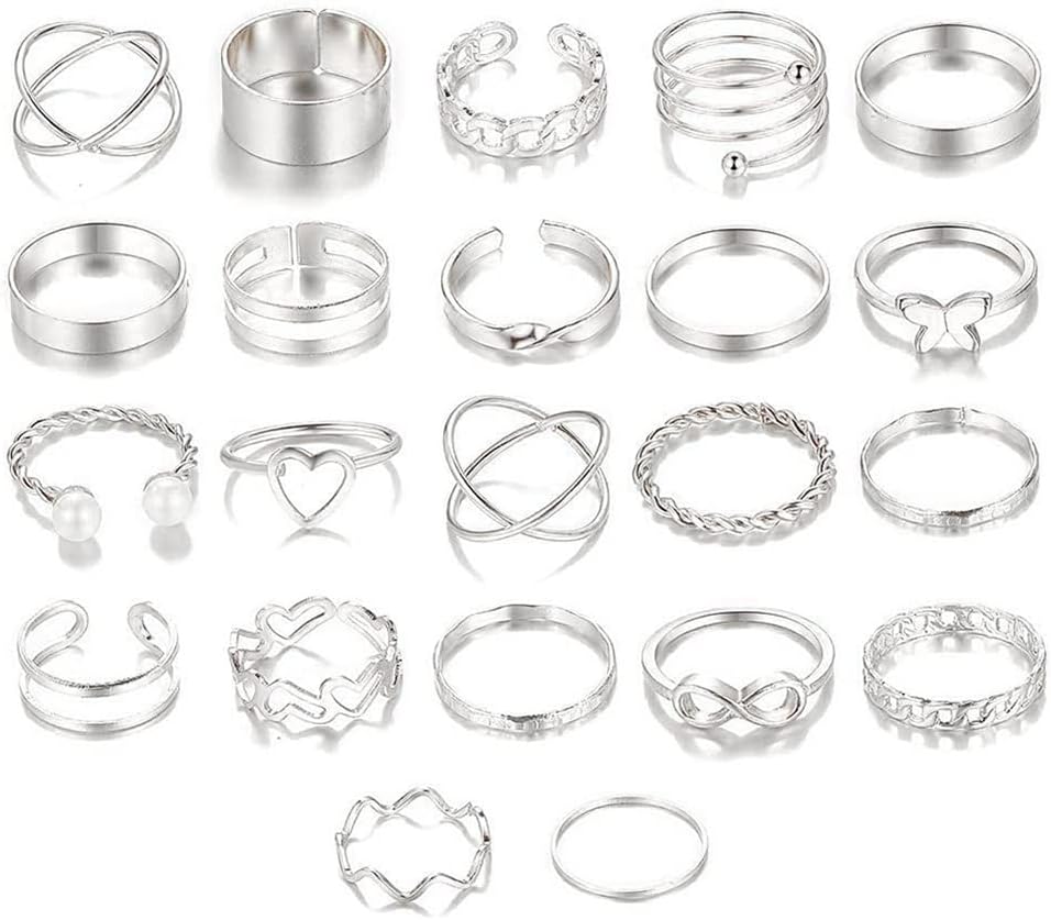Latest Stylish Trendy Kunckle Rings Set for Women and Girls Gold and Silver Color Geometric Spiral Boho Rings