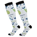 ATTX Cute Whales Compression Socks for Men & Women - 1 Pair, Graduated Support for Running, Nursing, Hiking, Travel, Medium-Large#222