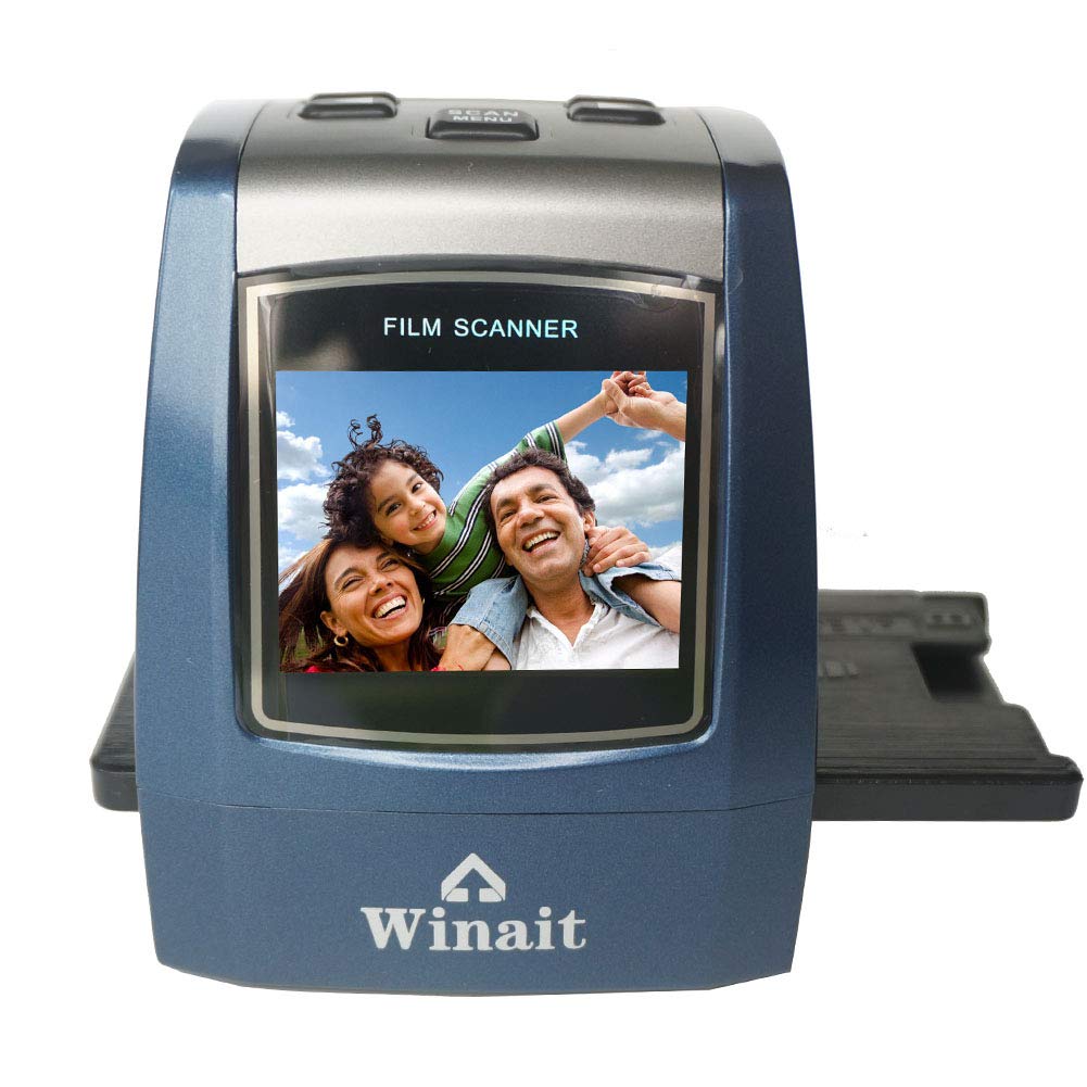 Scanner di pellicola digitale da 22 MP con display a colori da 2,4 '' per pellicola laterale e negativa 135, pellicola 110, pellicola 126, pellicola super 8 (colore blu)