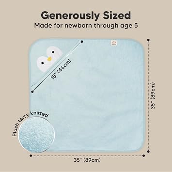 KeaBabies Hooded Baby Towel for Newborn - Viscose Derived from Bamboo Large Baby Bath Towels with Hood for Boys, Girls, Toddler, Extra Absorbent & Soft Newborn Bath Essentials (Penguin, Regular)