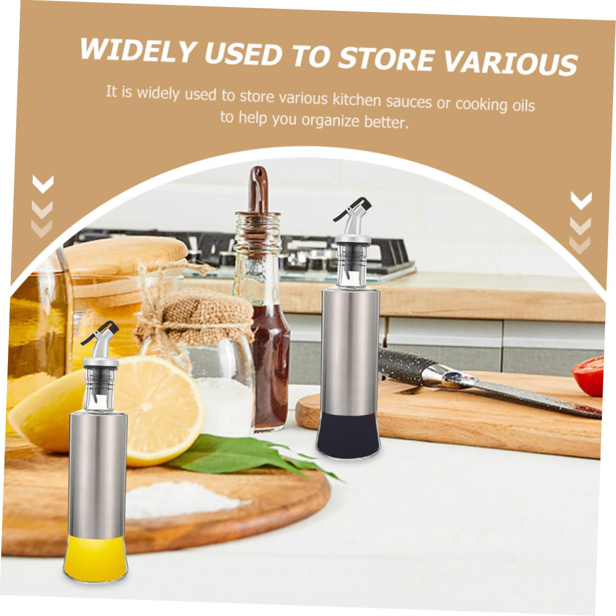Botellas de Condimentos de Acero Inoxidable y Vidrio Dispensador de Aceite y Vinagre con Capacidad Diseño Ergonómico y Sellado Anti-goteo para Cocina y Barbacoa