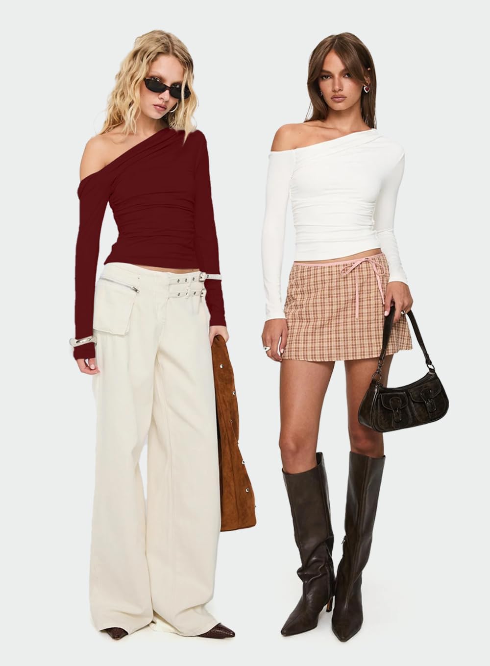 Darong Women's Casual Long Sleeve Boat Neck Off Shoulder Slim Fit Crop Top Going Out Blouses Y2K Tight Shirts - Image 4