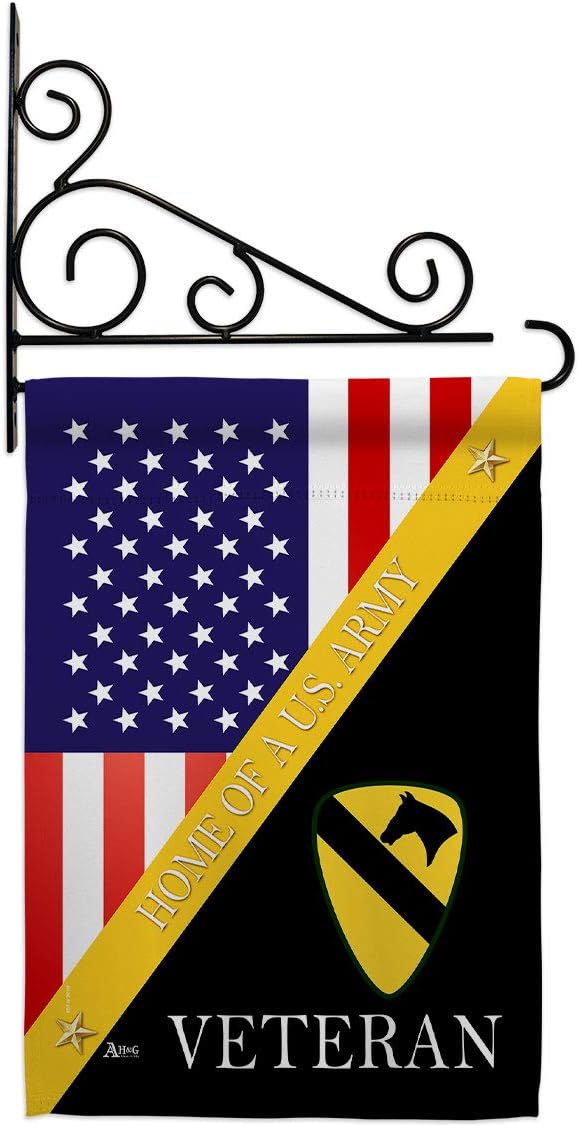 Home of 1st Cavalry Division Garden Flag Set Wall Holder Armed Forces Army Rangers United State American Military Veteran Retire Official Small Gift Yard House Banner Double-Sided 13 X 18.5