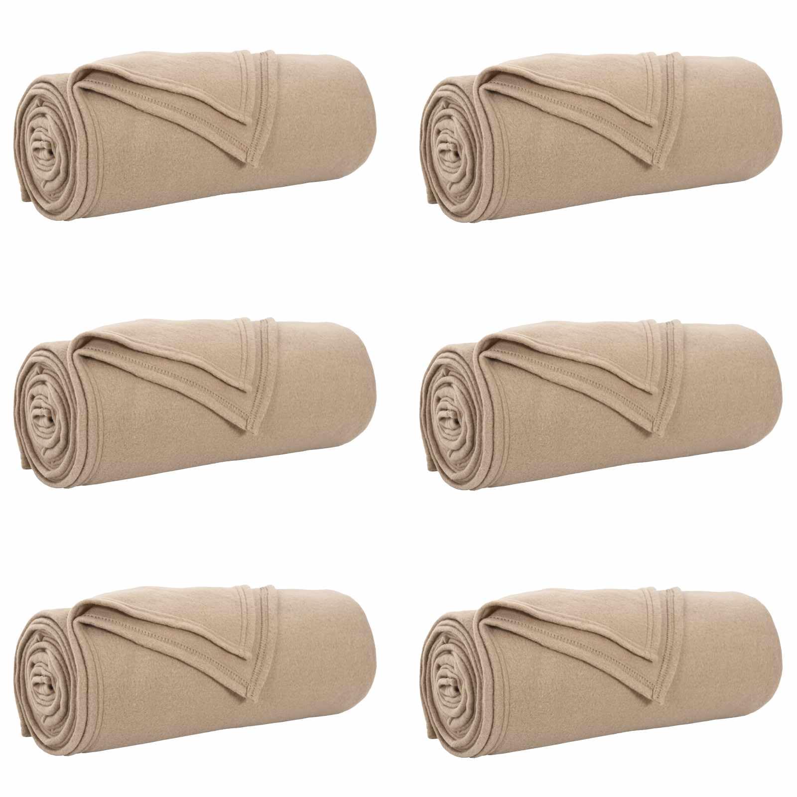 Générique Überwurfdecke, 6 Stück, kamelfarben, 170 x 130 cm, Fleece