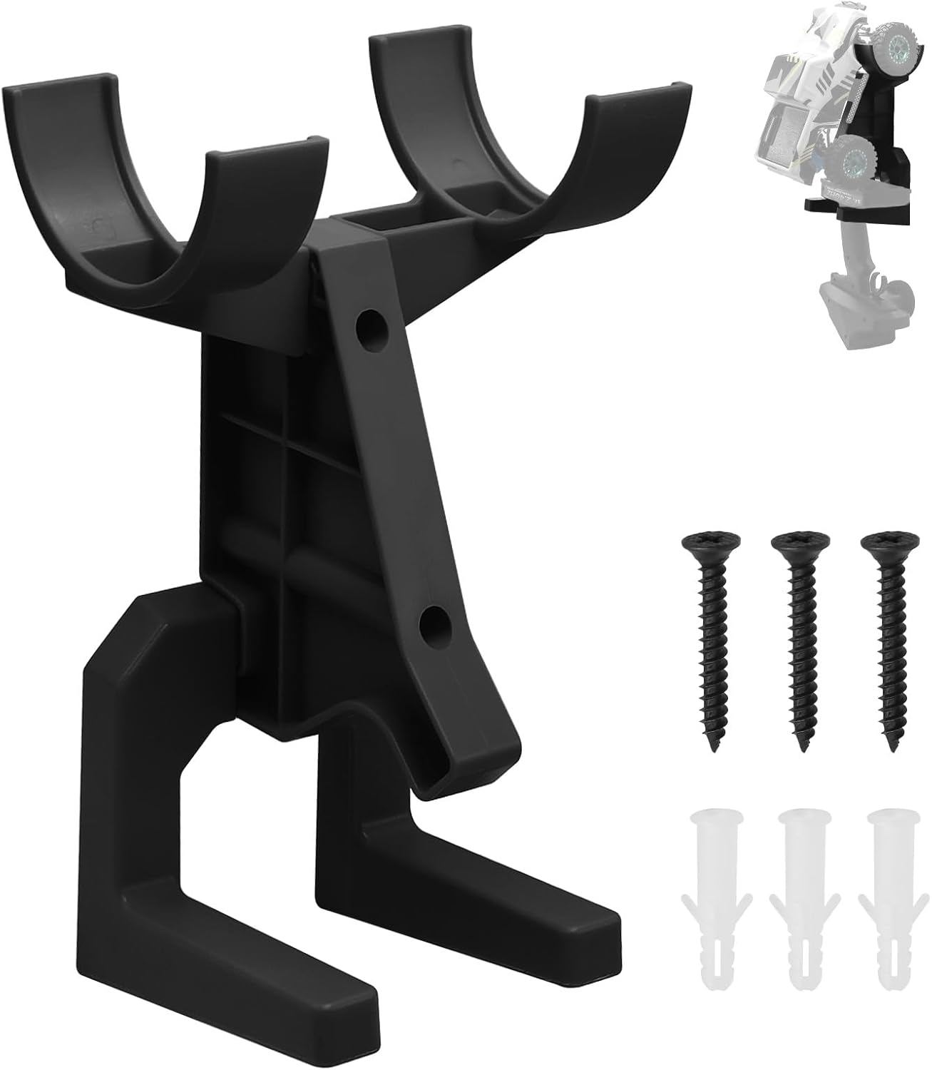 RC Car Wall Mount Remote Control Car and Transmitter Organizer Displayer for 1/14 1/16 1/18 1/24 RC Model Car (Black)