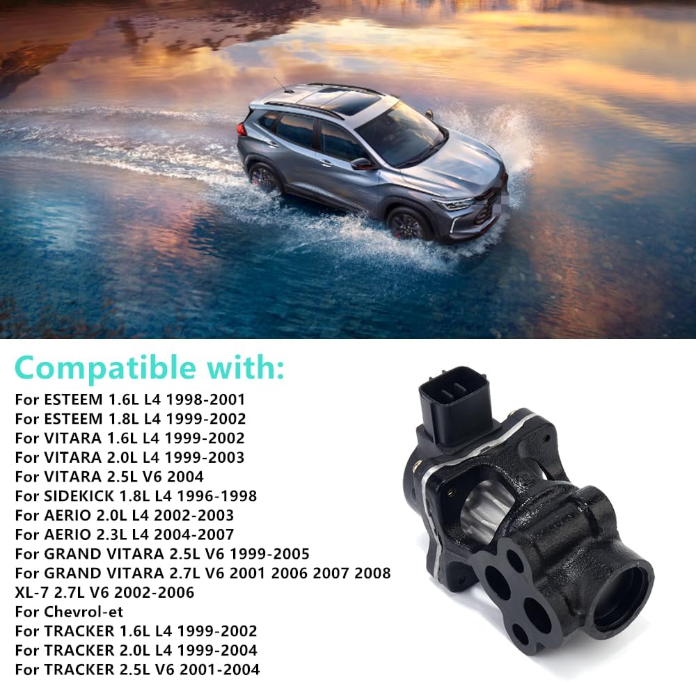 EGV922 EGR Valve 18111-77E00 Compatible with Aerio Esteem Grand Vitara Sidekick Tracker 91177631 1811177E00 1811177E02 1811177E01