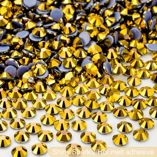 Image of Hotfix Rhinestones Bulk, 2880PCS Gold Hot Fix Rhinestones for Clothes DIY Decoration Crafts, Gold, SS30, 6.3-6.5mm