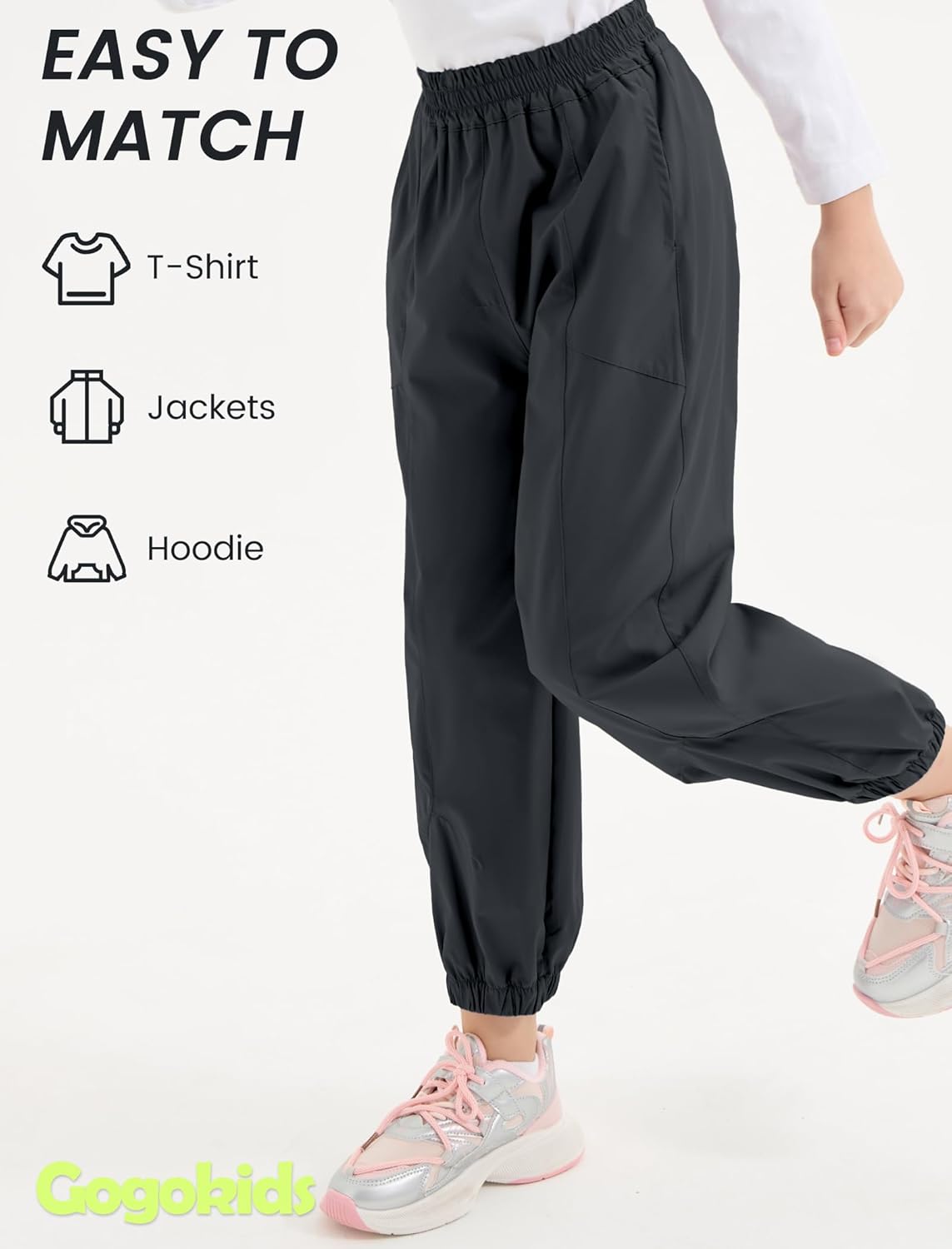 Gogokids Boys Girls Hiking Pants Waterproof Cargo Pants Quick Dry Athletic Pants Lightweight Casual Outdoor Camping for 4-12Y - Image 6