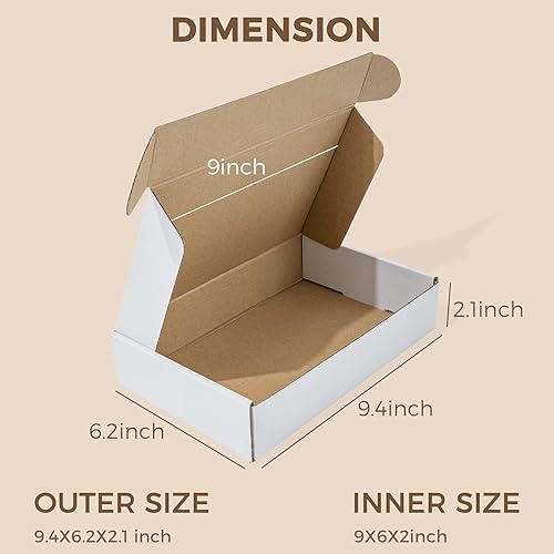 Miniatura 44 de Golden State Art, Paquete de 26 cajas de envío de 8 x 6 x 2 pulgadas, cajas de cartón corrugado marrón para enviar por correo, embalaje