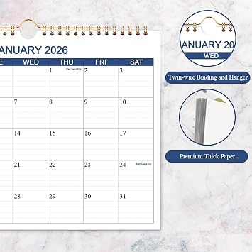 Calendar 2026 2027 - Wall Calendar Runs Apr 2026 to Jun 2027-15 Months Calendar Planner with Thick Paper for Planning and Organizing for Home or Office, Blue Hanging Calendars, 8.5 x 11 Inches Calendars 26 2027