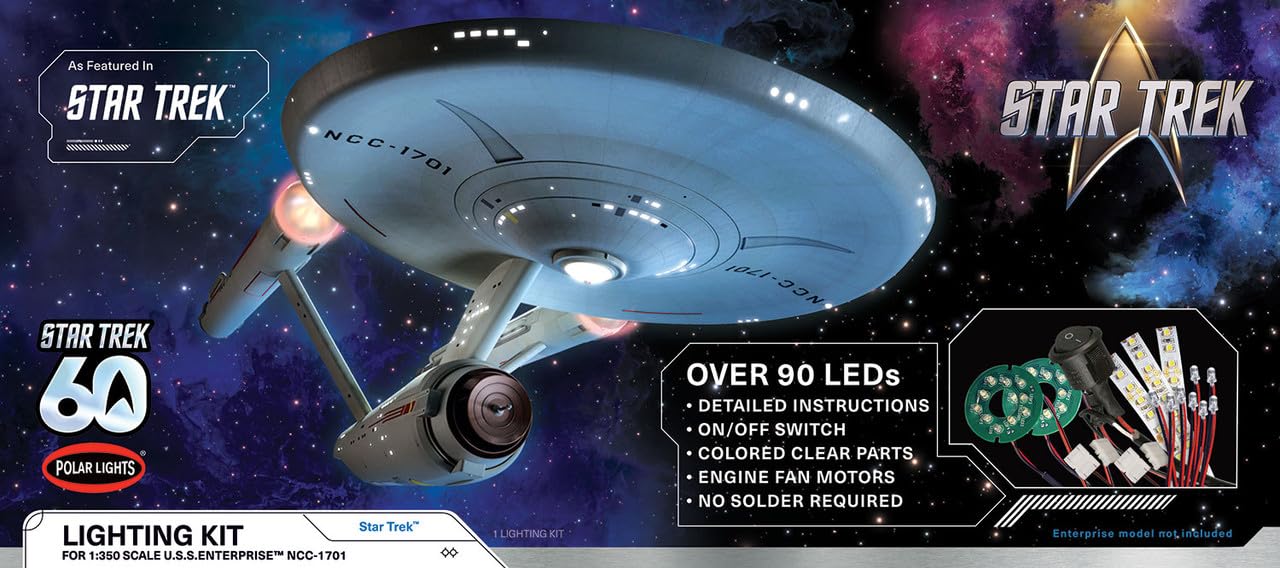 Round 2 Star Trek - The Original Series USS Enterprise 1701-60th Anniversary Juego de iluminación para kit de escala 1:350