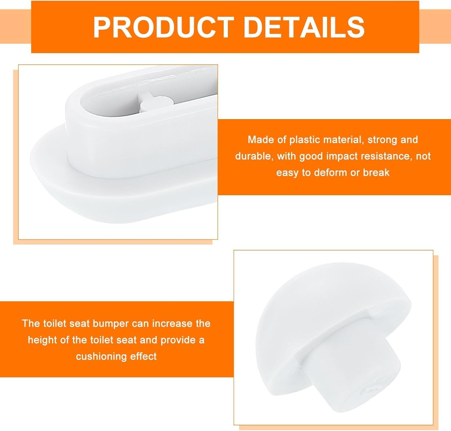 Toilet Seat Buffer, Anti-Slip Plastic Toilet Seat Bumper Kit, Universal Buffer Toilet Lid Rubber Bumpers for Home Hotel, White