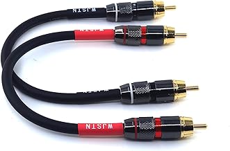 WJSTN-020 RCA to RCA Audio Cable, 1RCA Male to 1RCA Male Stereo Audio Cable Converter, Digital Stereo Audio Cable for subwoofer, Home Theater, high-Fidelity Audio-Double Shielding-2 Pack (4IN)