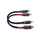 WJSTN-020 RCA to RCA Audio Cable, 1RCA Male to 1RCA Male Stereo Audio Cable Converter, Digital Stereo Audio Cable for subwoofer, Home Theater, high-Fidelity Audio-Double Shielding-2 Pack (4IN)