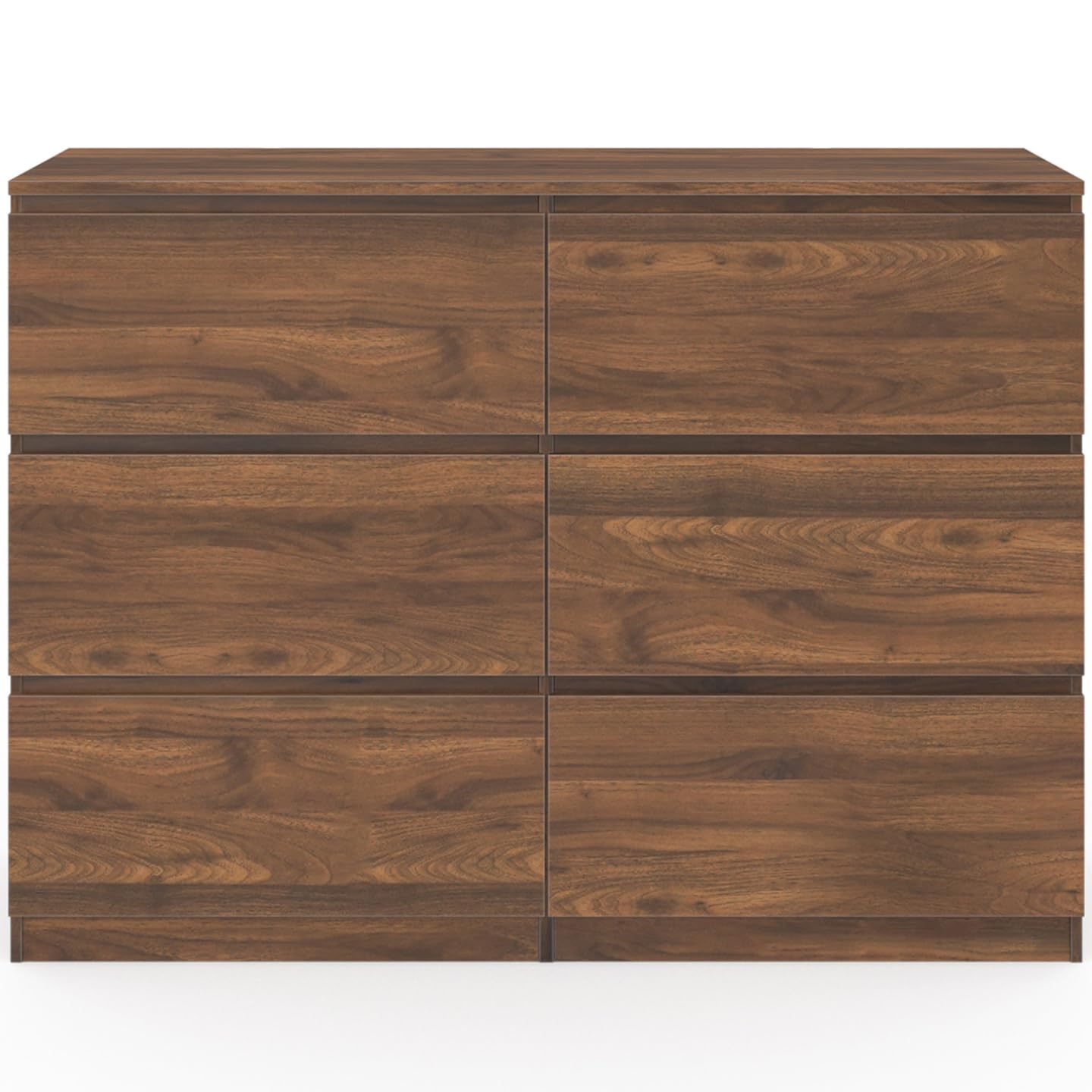 IDMarket - Commode 6 tiroirs TOMI 110 cm Effet Noyer