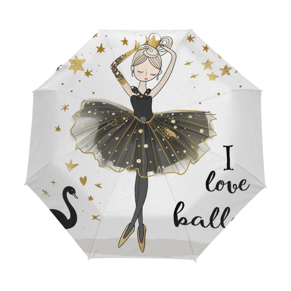 Paraguas plegable con cierre automático, para niña de ballet, resistente a los rayos UV, automático, portátil, ligero, paraguas de lluvia para adultos y niños